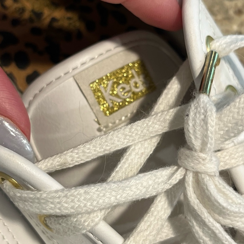 Keds White Sneakers with Leopard Print Sole - Picture 4 of 13